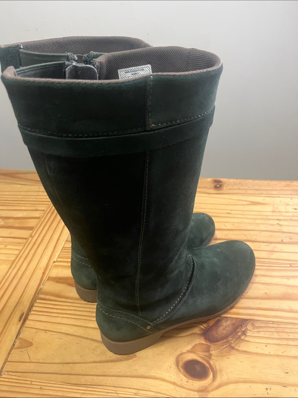 Eddie Bauer Trace Boots Tall Suede in Dark Green Waterproof - Picture 5 of 9